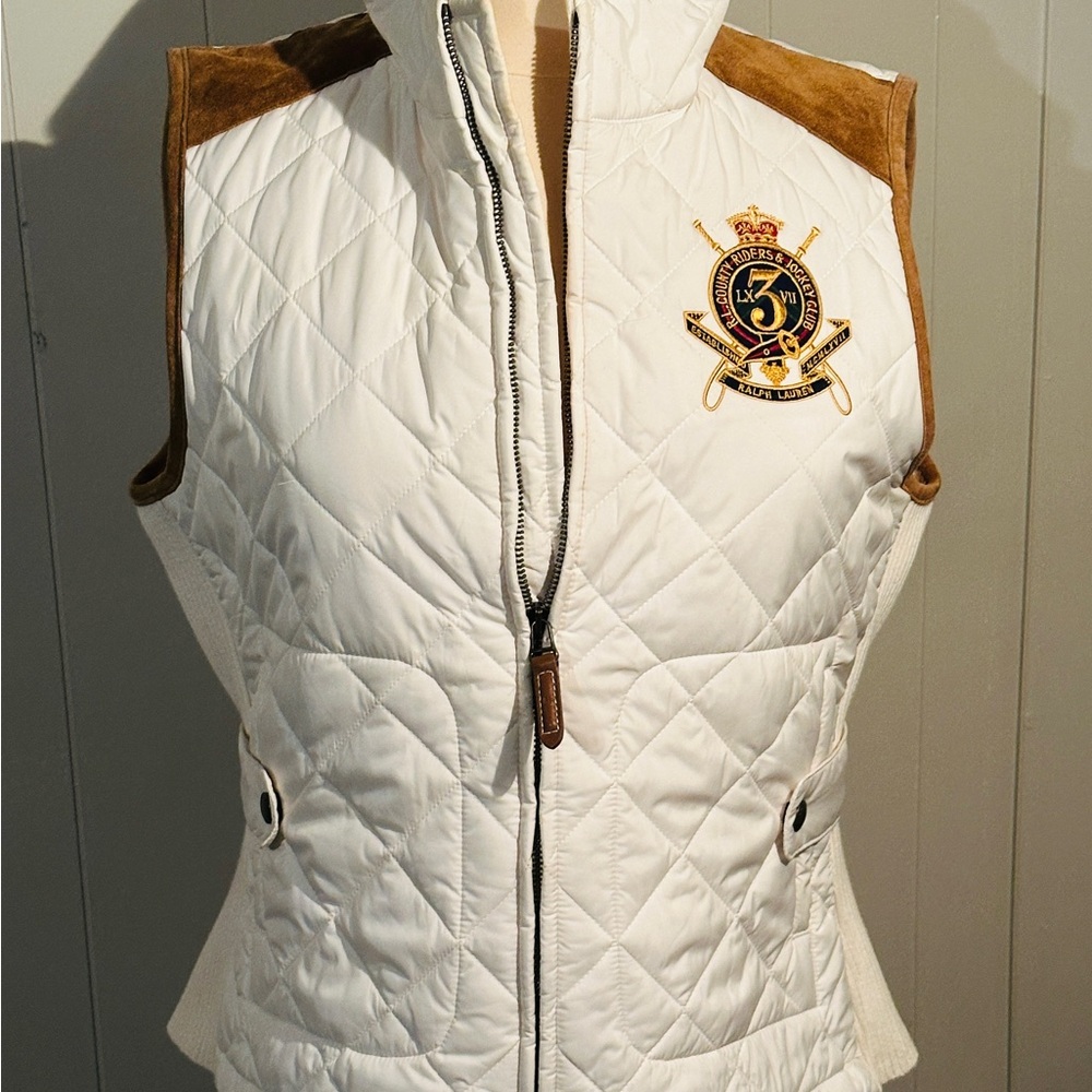 Ralph Lauren Cream and Tan Quilted Vest